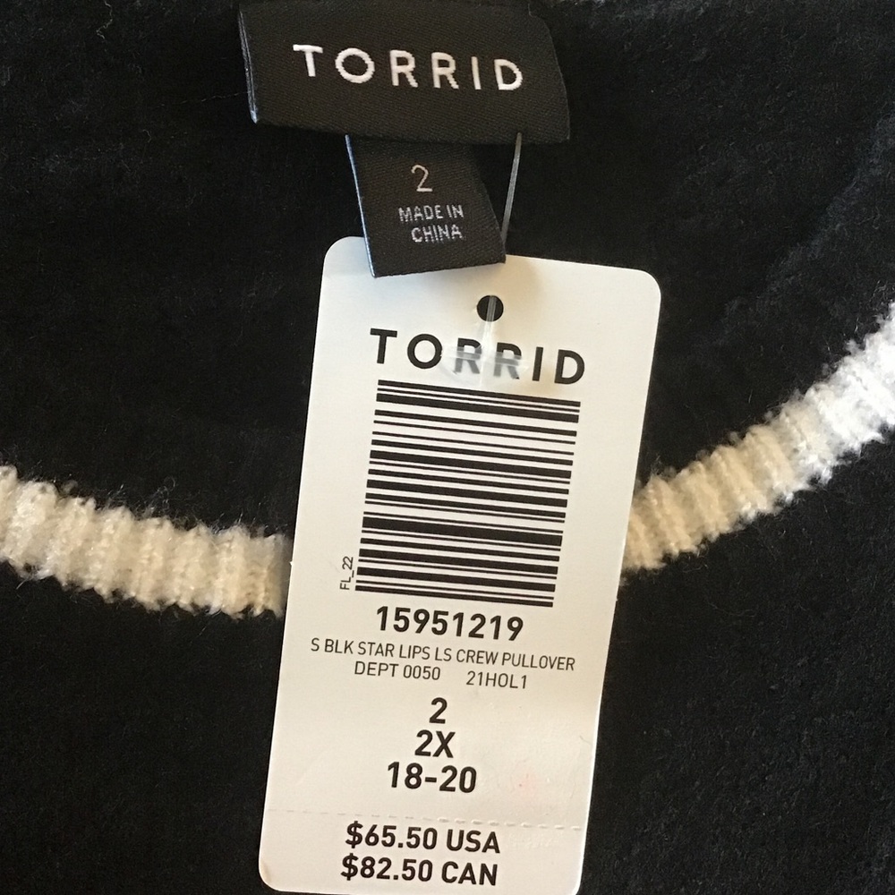 LOWEST🌺 NWT TORRID 5X-2X 1X-0X-or 00 BLACK w/GOLD STARS SWEATER - Picture 6 of 11